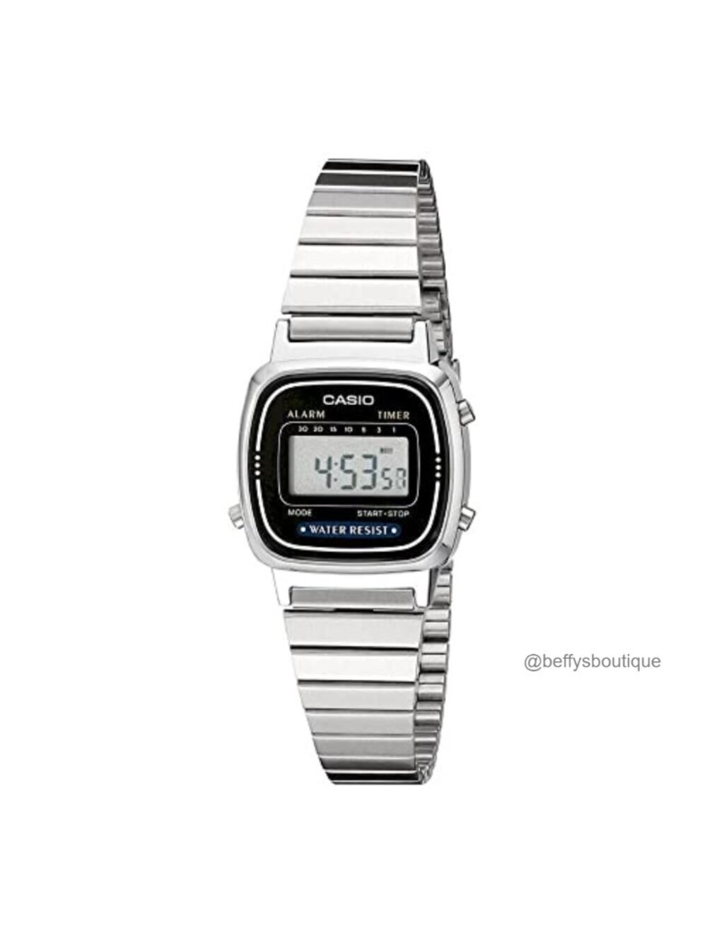 Casio Digital Watch Stainless Steel Bracelet Water Resistant Stopwatch Alarm